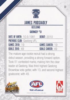2011 Select AFL Champions #77 James Podsiadly Back